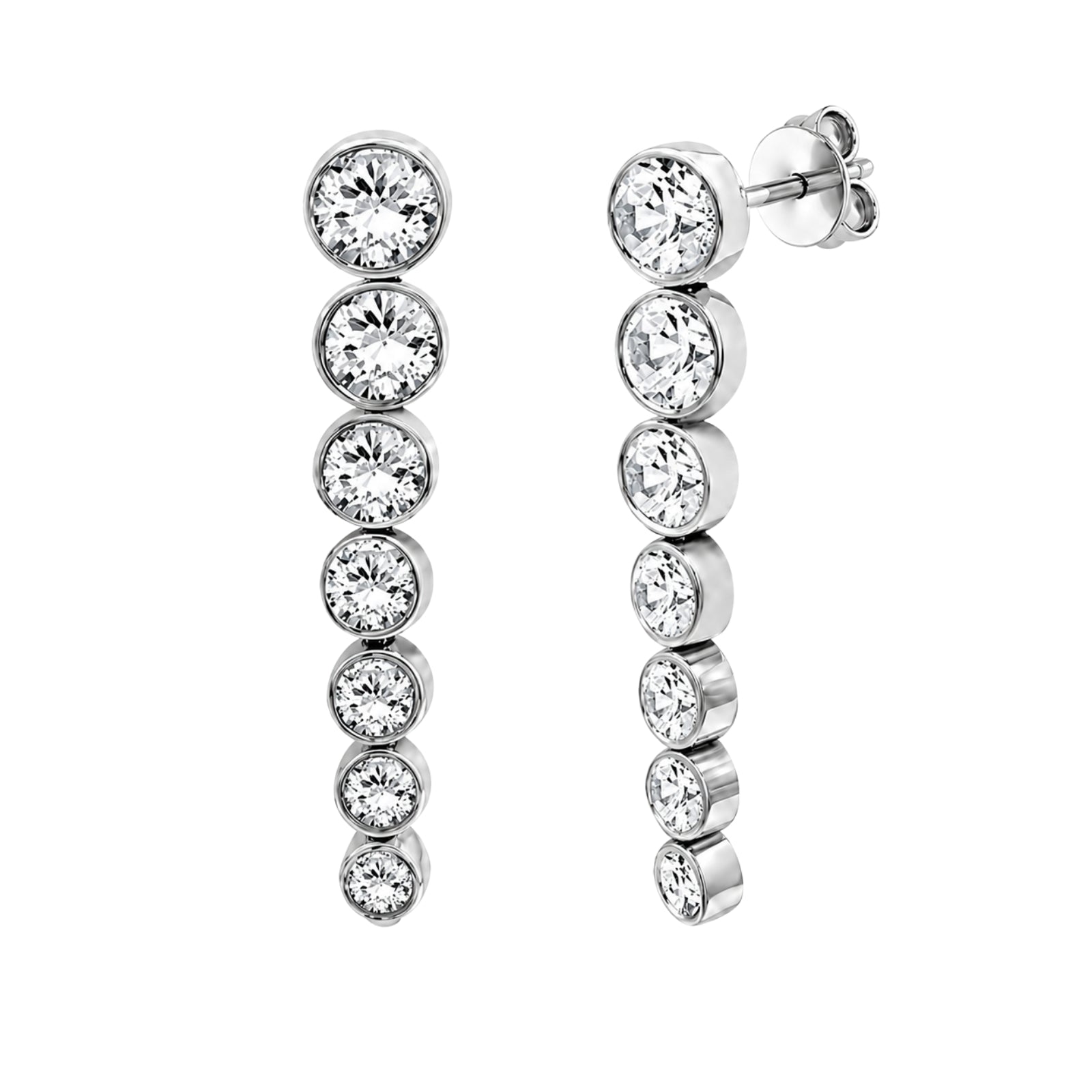 2.00 Carat T.W. Round-cut Lab Grown Diamond (F/VS+) 14K Gold Drop Earrings with Double Notch Post & Pushback