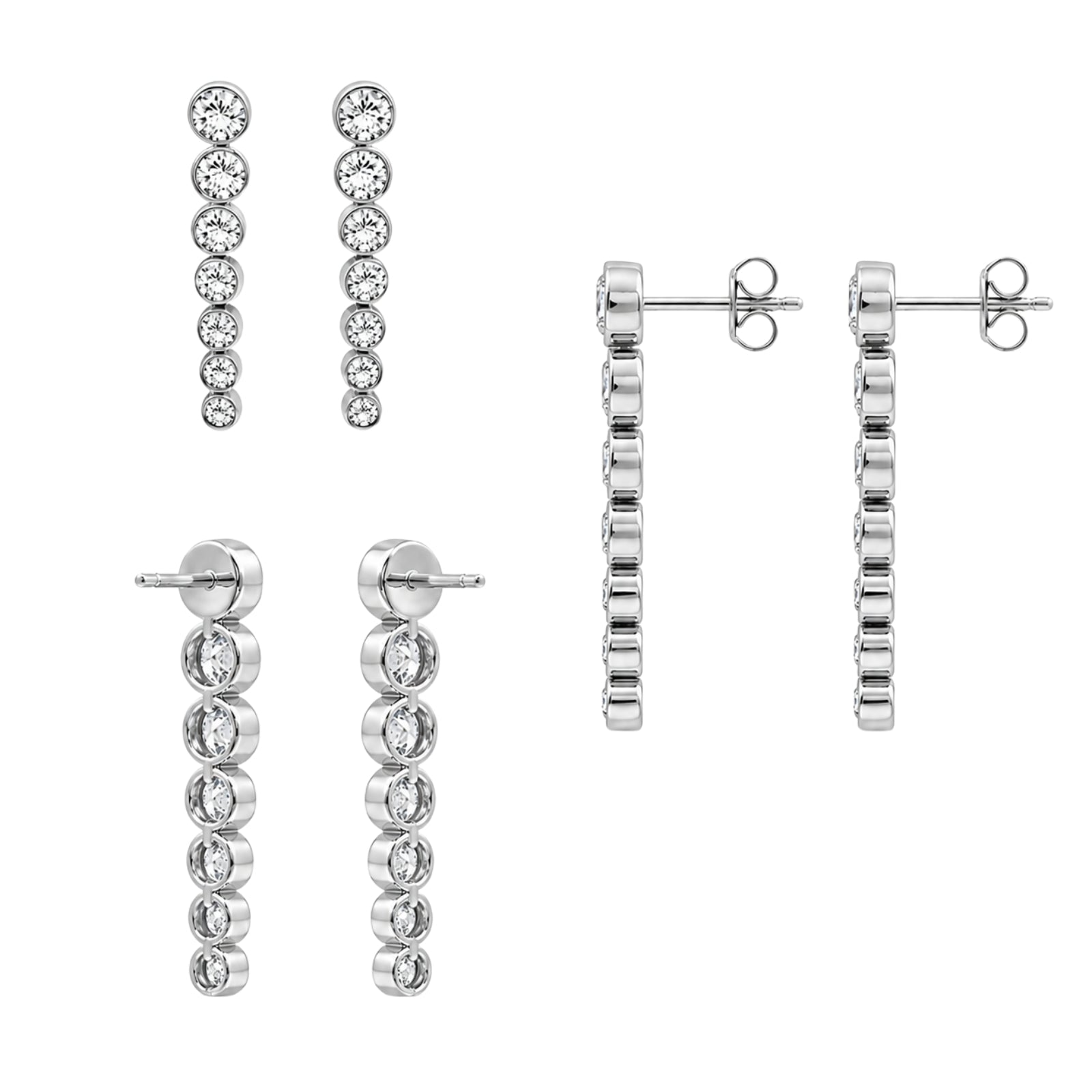 2.00 Carat T.W. Round-cut Lab Grown Diamond (F/VS+) 14K Gold Drop Earrings with Double Notch Post & Pushback