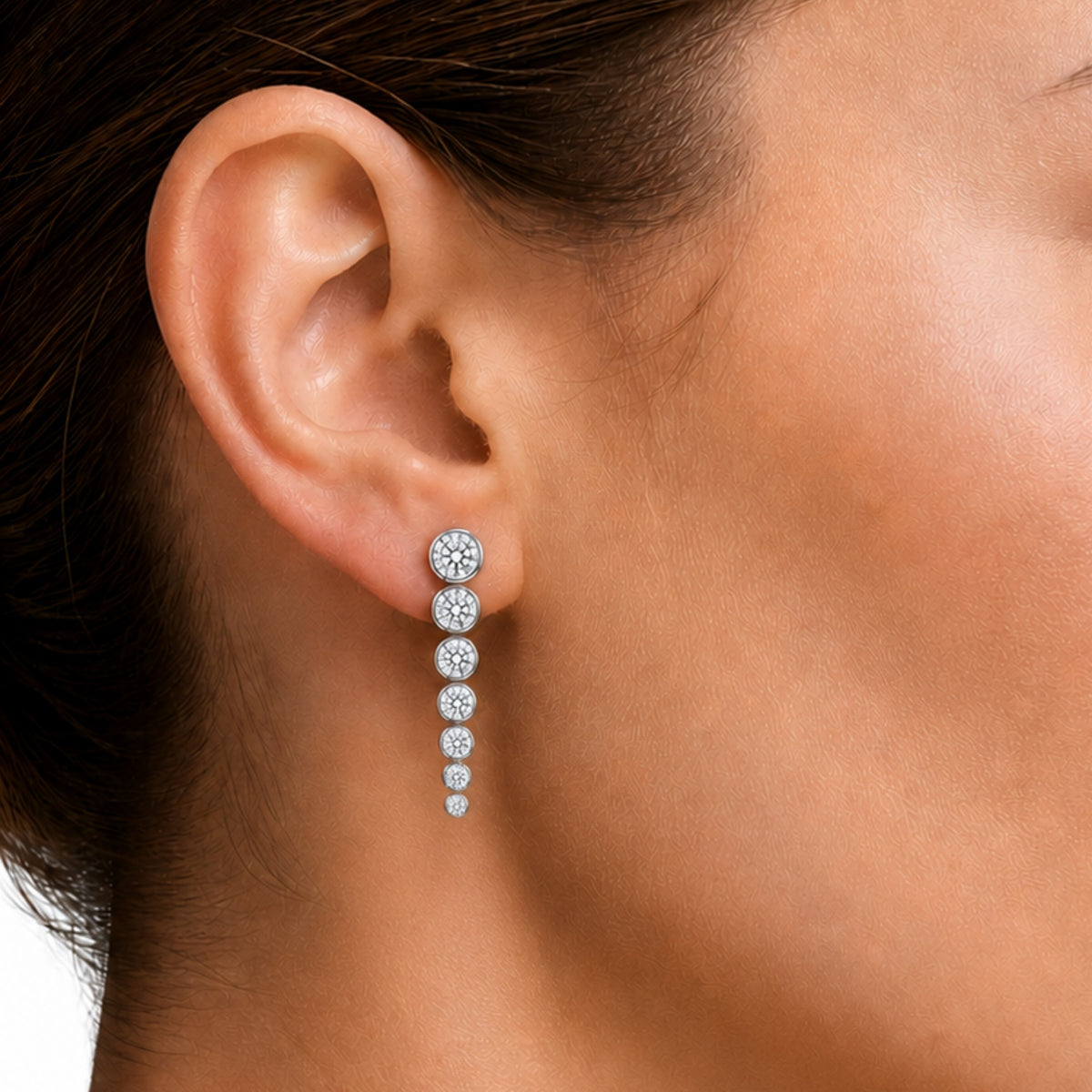 2.00 Carat T.W. Round-cut Lab Grown Diamond (F/VS+) 14K Gold Drop Earrings with Double Notch Post & Pushback