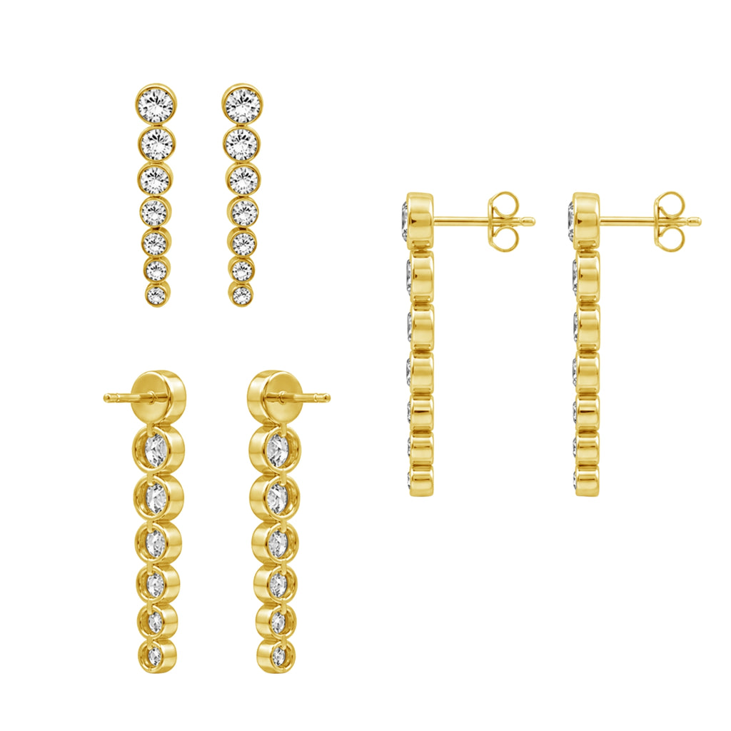 2.00 Carat T.W. Round-cut Lab Grown Diamond (F/VS+) 14K Gold Drop Earrings with Double Notch Post & Pushback