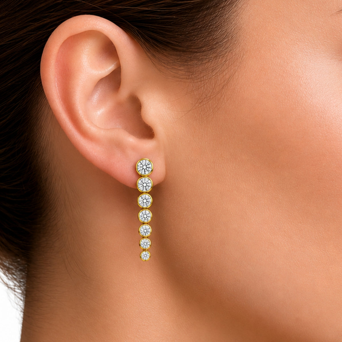 2.00 Carat T.W. Round-cut Lab Grown Diamond (F/VS+) 14K Gold Drop Earrings with Double Notch Post & Pushback