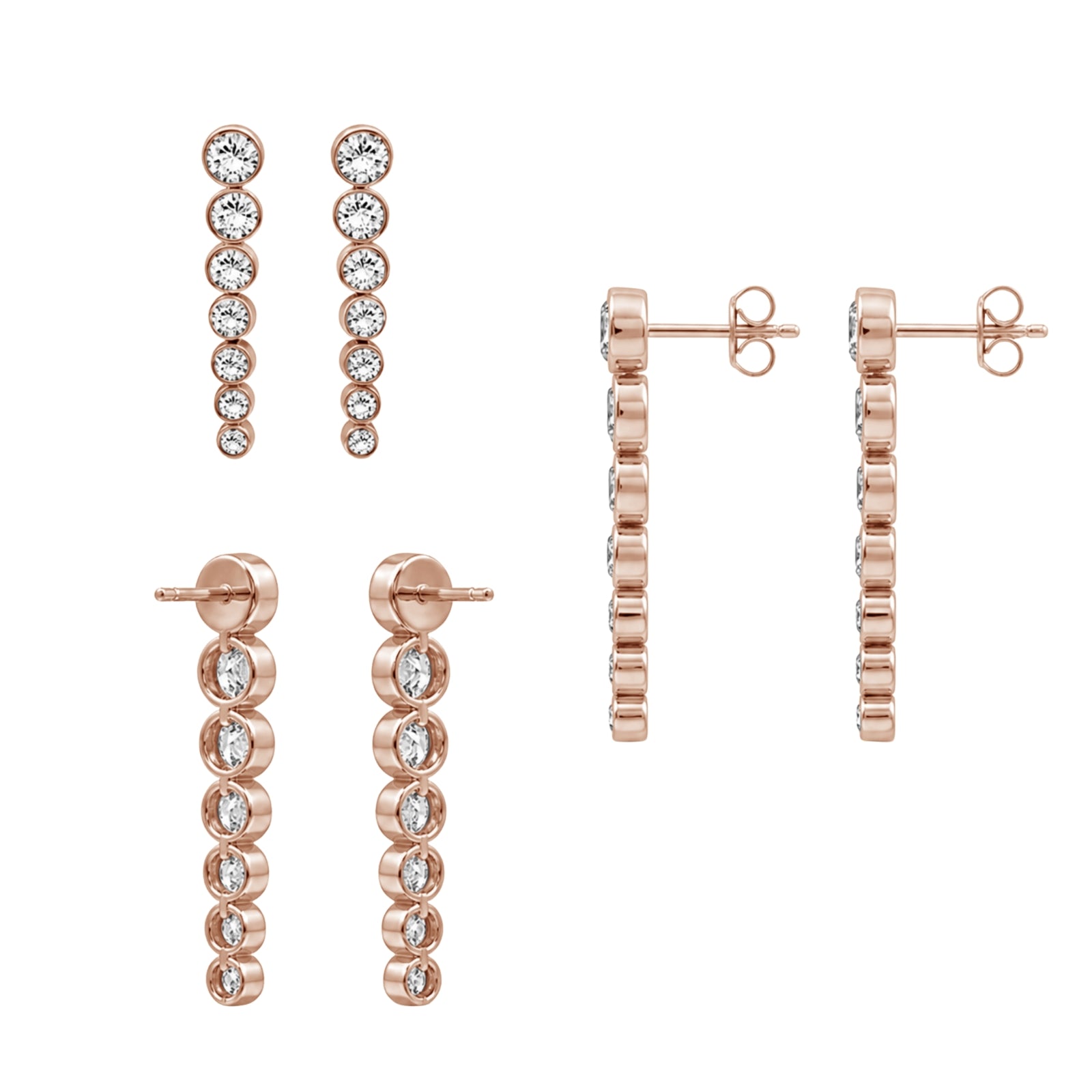 2.00 Carat T.W. Round-cut Lab Grown Diamond (F/VS+) 14K Gold Drop Earrings with Double Notch Post & Pushback