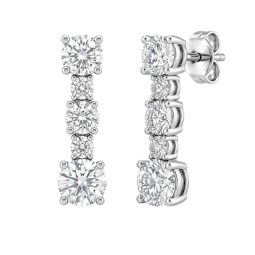 1.00 Carat T.W. Round-cut Lab Grown Diamond (F/VS+) 14K Gold Drop Earrings with Double Notch Post & Pushback