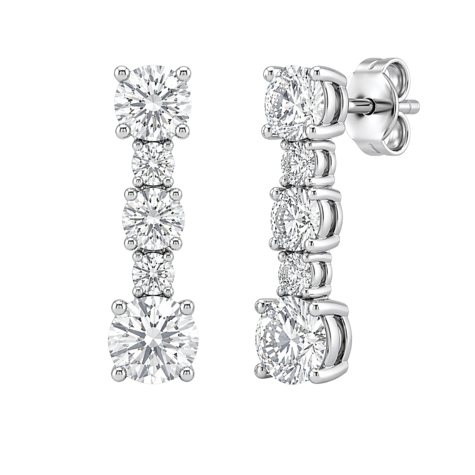 1.00 Carat T.W. Round-cut Lab Grown Diamond (F/VS+) 14K Gold Drop Earrings with Double Notch Post & Pushback