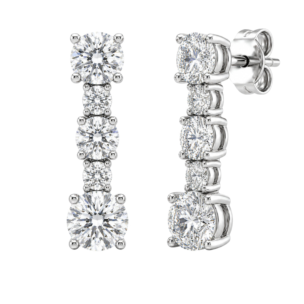 1.00 Carat T.W. Round-cut Lab Grown Diamond (F/VS+) 14K Gold Drop Earrings with Double Notch Post & Pushback