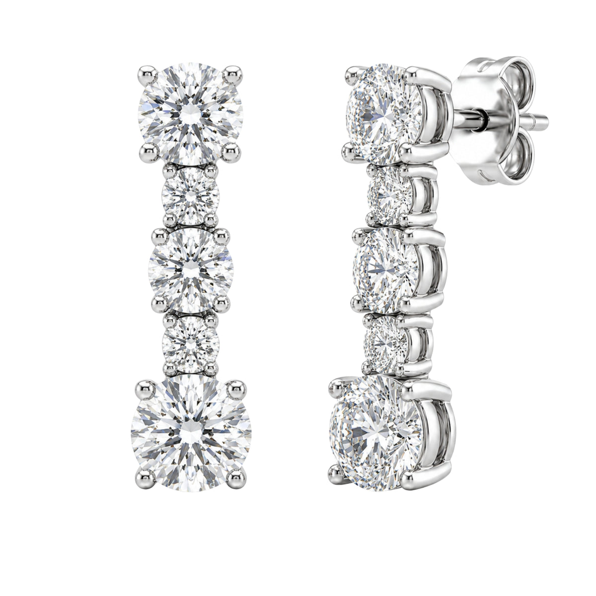 1.00 Carat T.W. Round-cut Lab Grown Diamond (F/VS+) 14K Gold Drop Earrings with Double Notch Post & Pushback