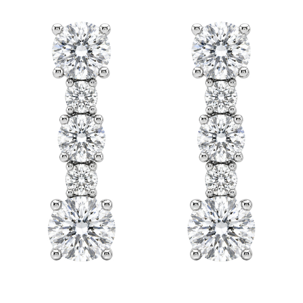 1.00 Carat T.W. Round-cut Lab Grown Diamond (F/VS+) 14K Gold Drop Earrings with Double Notch Post & Pushback