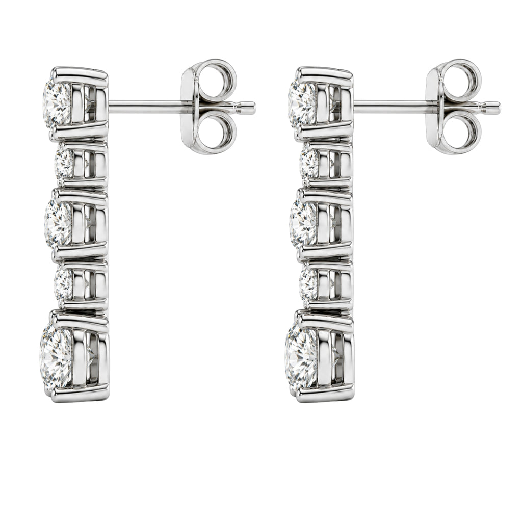 1.00 Carat T.W. Round-cut Lab Grown Diamond (F/VS+) 14K Gold Drop Earrings with Double Notch Post & Pushback