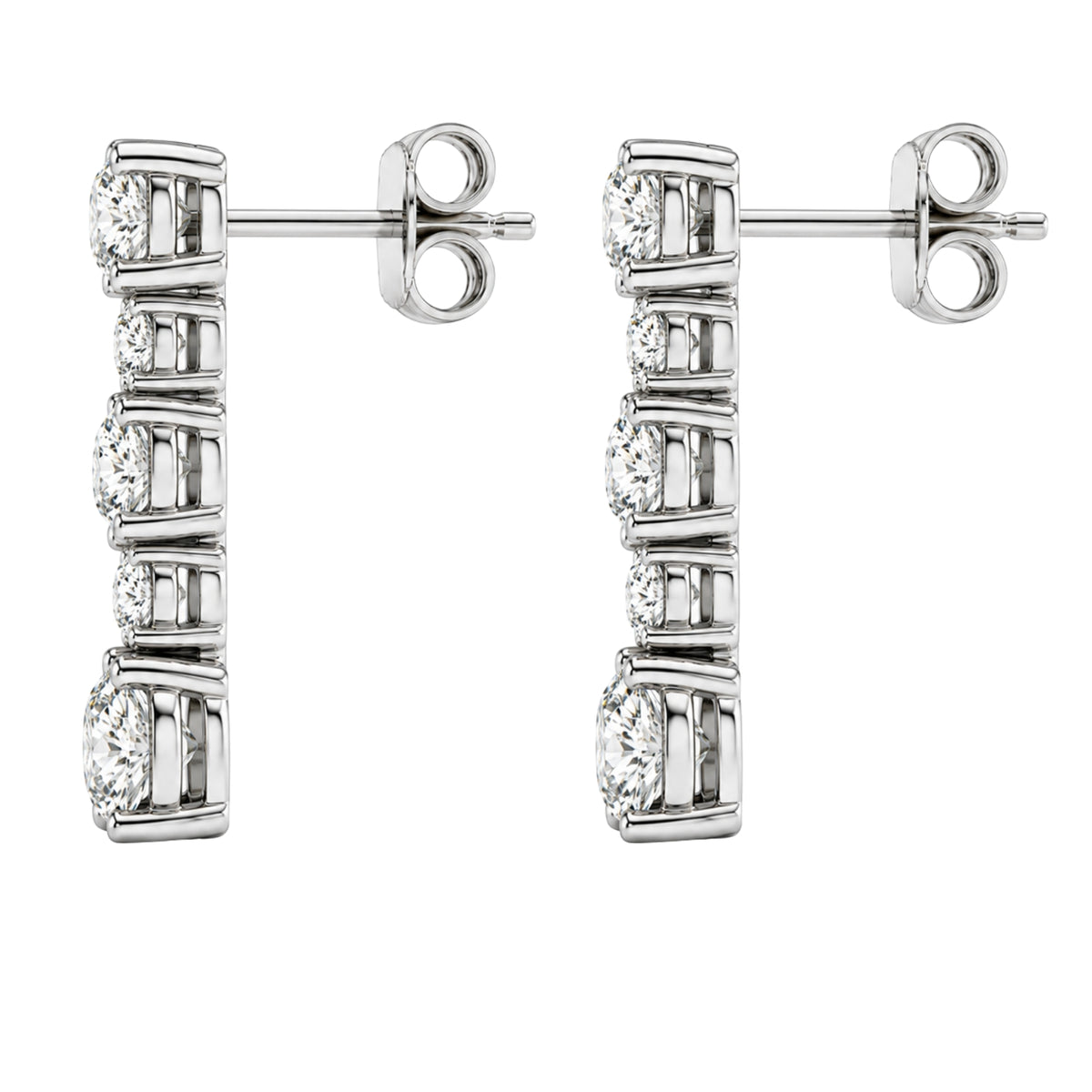 1.00 Carat T.W. Round-cut Lab Grown Diamond (F/VS+) 14K Gold Drop Earrings with Double Notch Post & Pushback