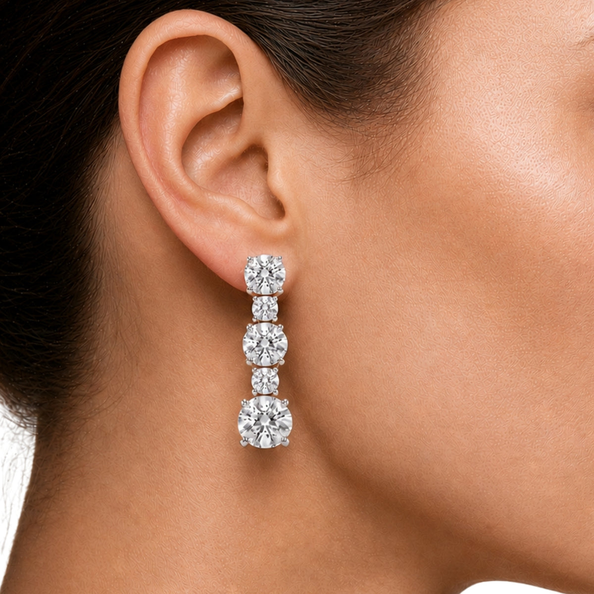 1.00 Carat T.W. Round-cut Lab Grown Diamond (F/VS+) 14K Gold Drop Earrings with Double Notch Post & Pushback