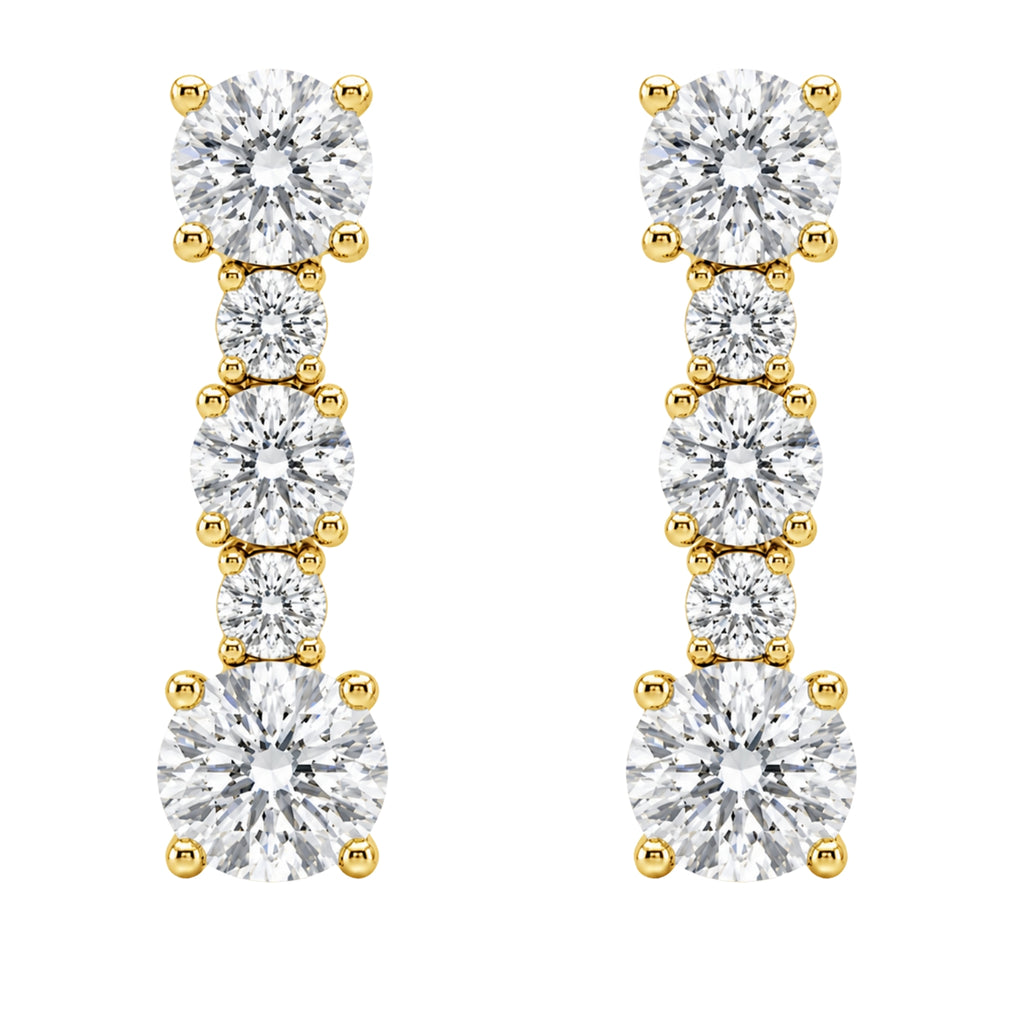 1.00 Carat T.W. Round-cut Lab Grown Diamond (F/VS+) 14K Gold Drop Earrings with Double Notch Post & Pushback