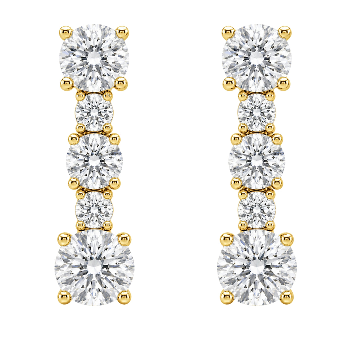 1.00 Carat T.W. Round-cut Lab Grown Diamond (F/VS+) 14K Gold Drop Earrings with Double Notch Post & Pushback