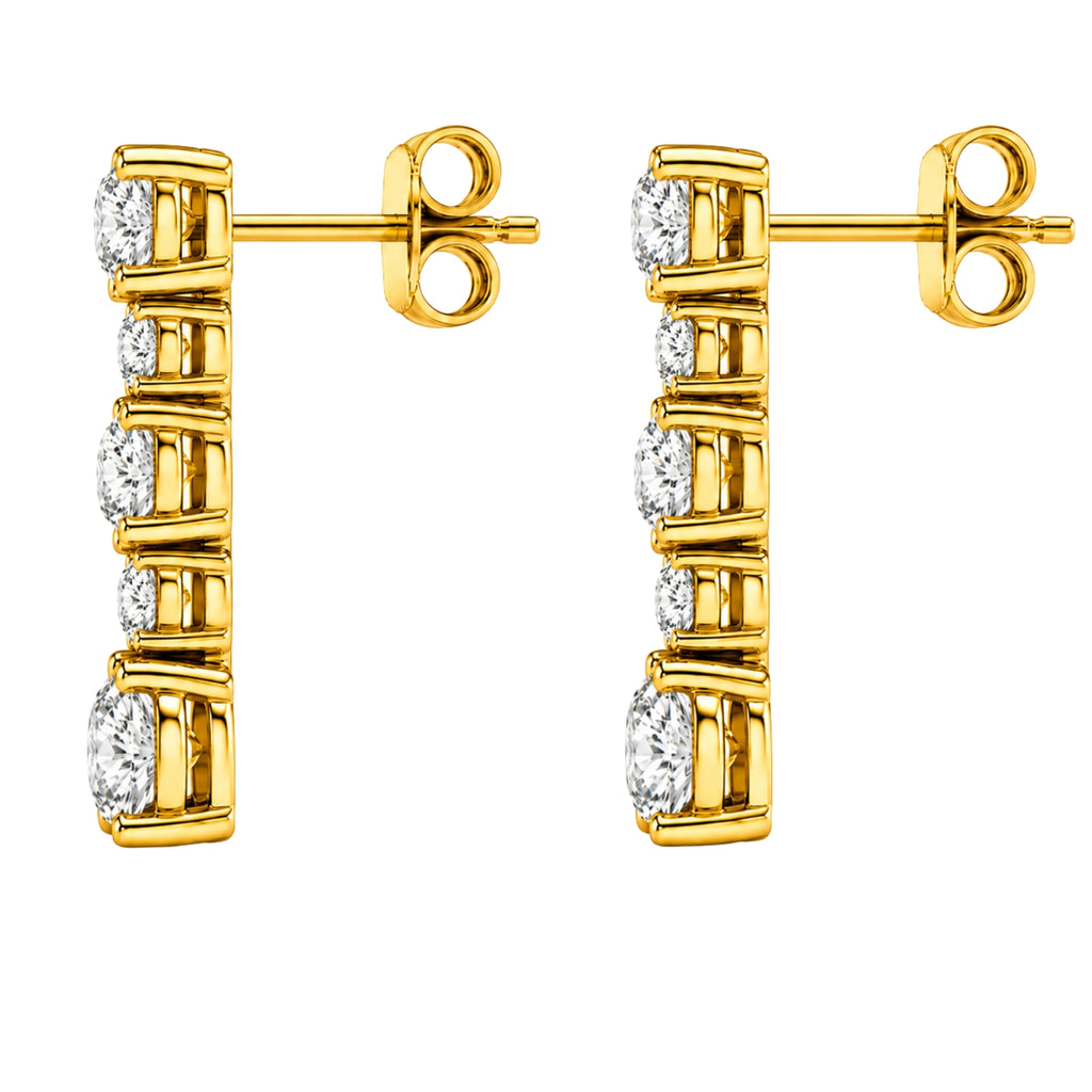 1.00 Carat T.W. Round-cut Lab Grown Diamond (F/VS+) 14K Gold Drop Earrings with Double Notch Post & Pushback