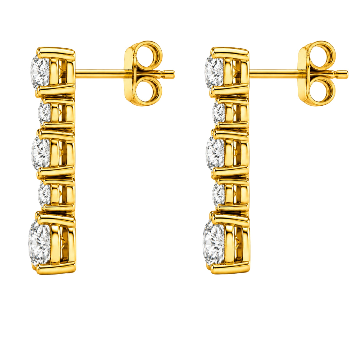 1.00 Carat T.W. Round-cut Lab Grown Diamond (F/VS+) 14K Gold Drop Earrings with Double Notch Post & Pushback