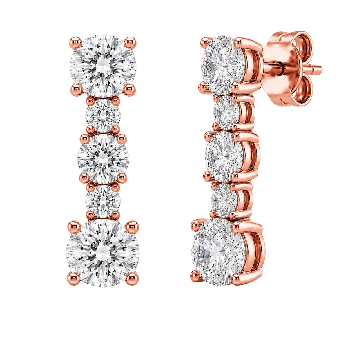 1 ctw Round Drop Earrings