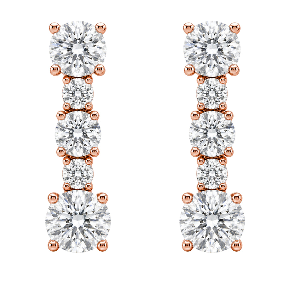1.00 Carat T.W. Round-cut Lab Grown Diamond (F/VS+) 14K Gold Drop Earrings with Double Notch Post & Pushback