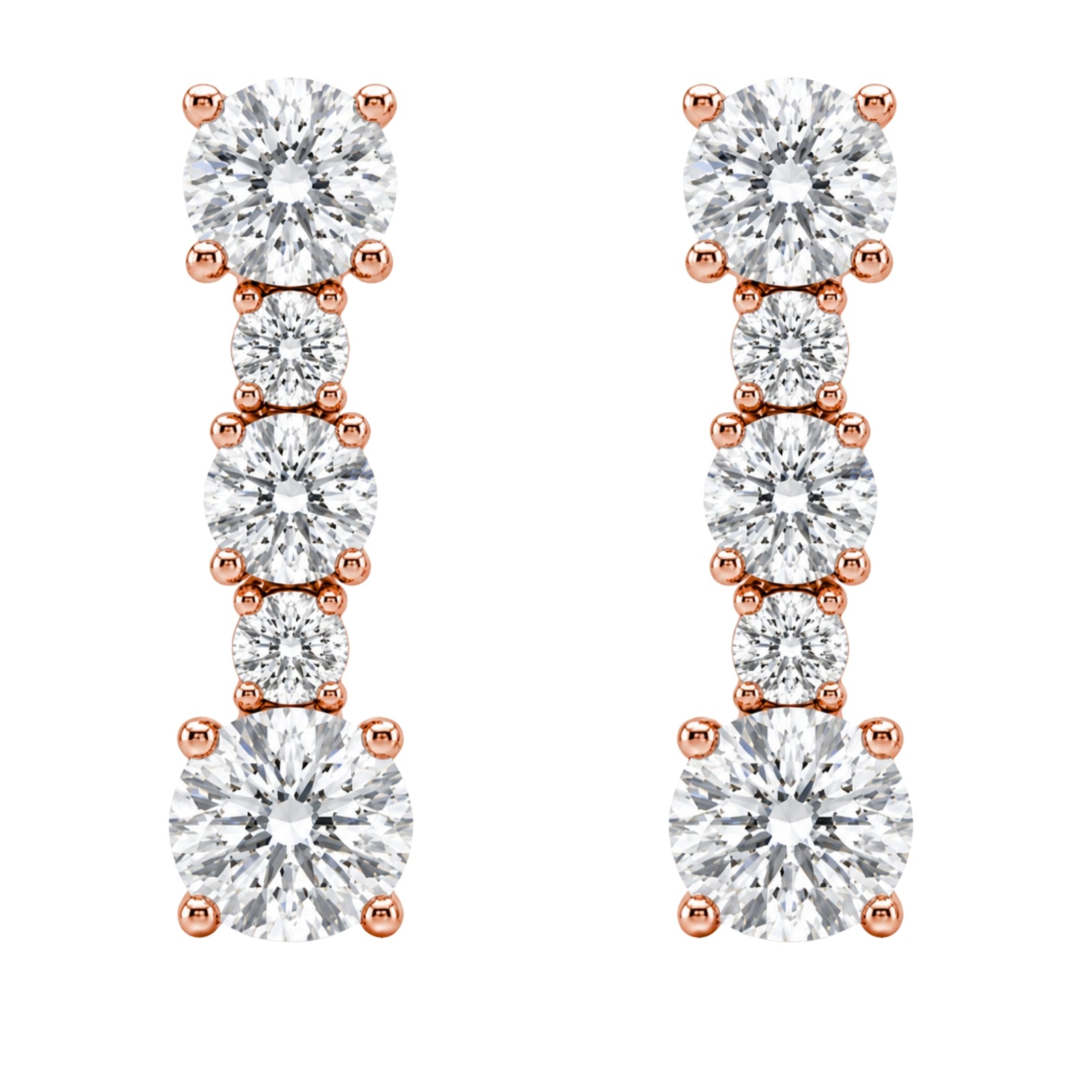 1.00 Carat T.W. Round-cut Lab Grown Diamond (F/VS+) 14K Gold Drop Earrings with Double Notch Post & Pushback