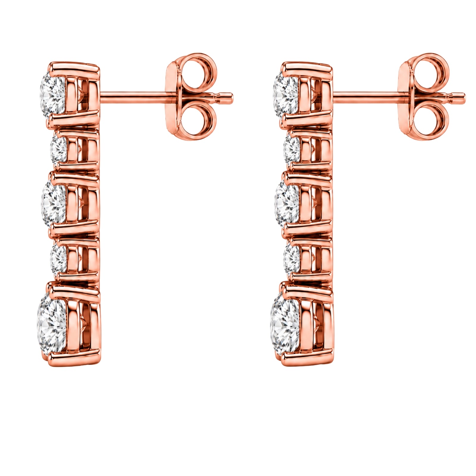 1.00 Carat T.W. Round-cut Lab Grown Diamond (F/VS+) 14K Gold Drop Earrings with Double Notch Post & Pushback