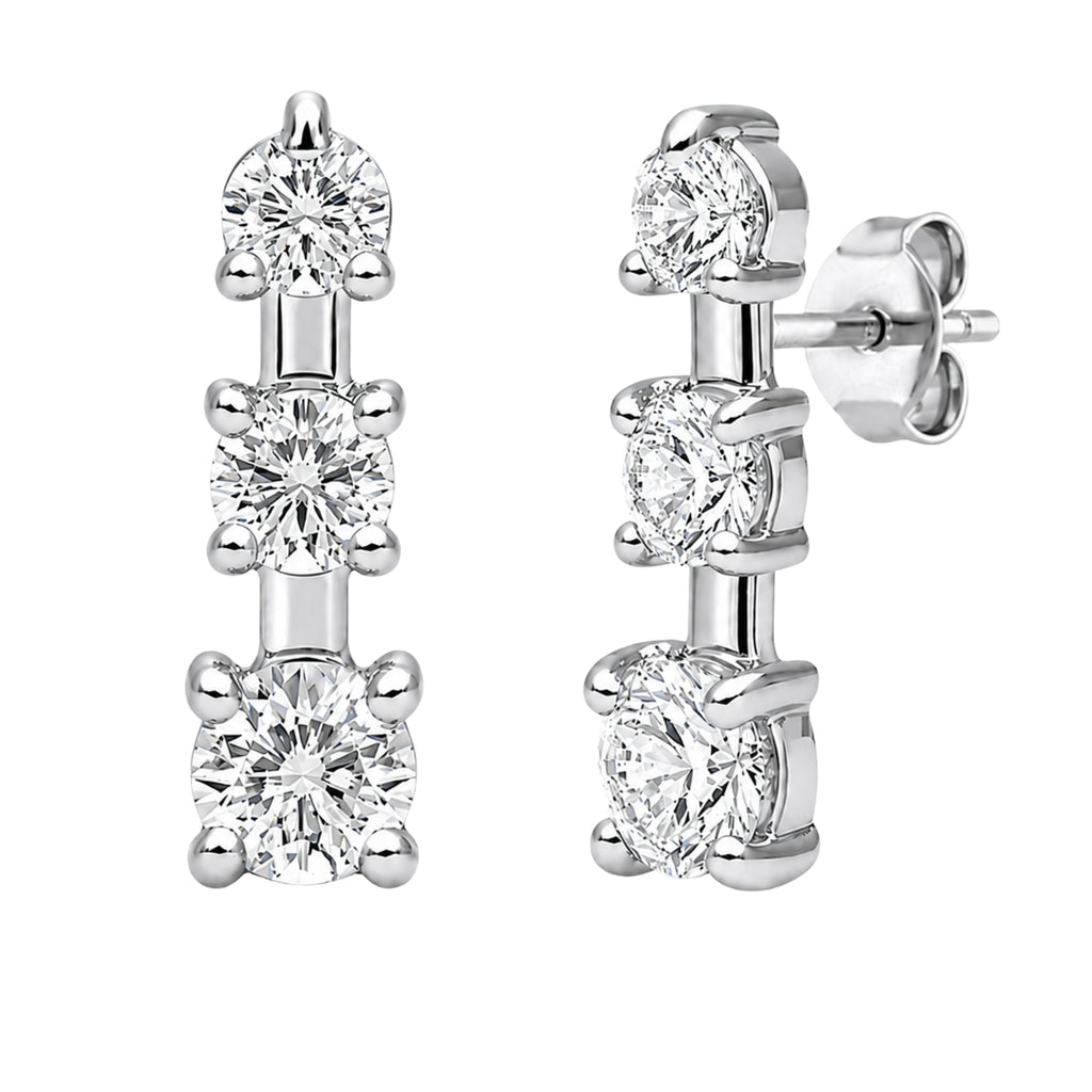 0.50 Carat T.W. Round-cut Lab Grown Diamond (F/VS+) 14K Gold Drop Earrings with Double Notch Post & Pushback