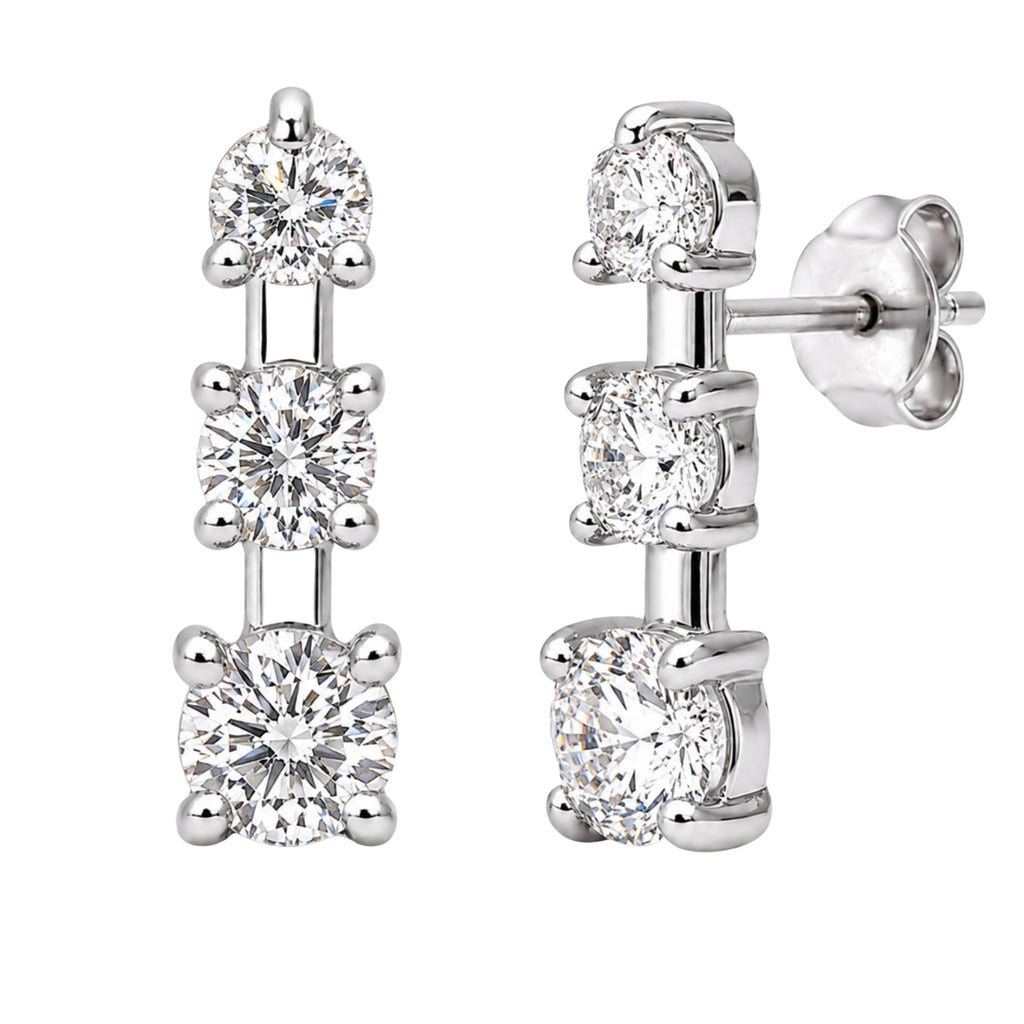 0.50 Carat T.W. Round-cut Lab Grown Diamond (F/VS+) 14K Gold Drop Earrings with Double Notch Post & Pushback