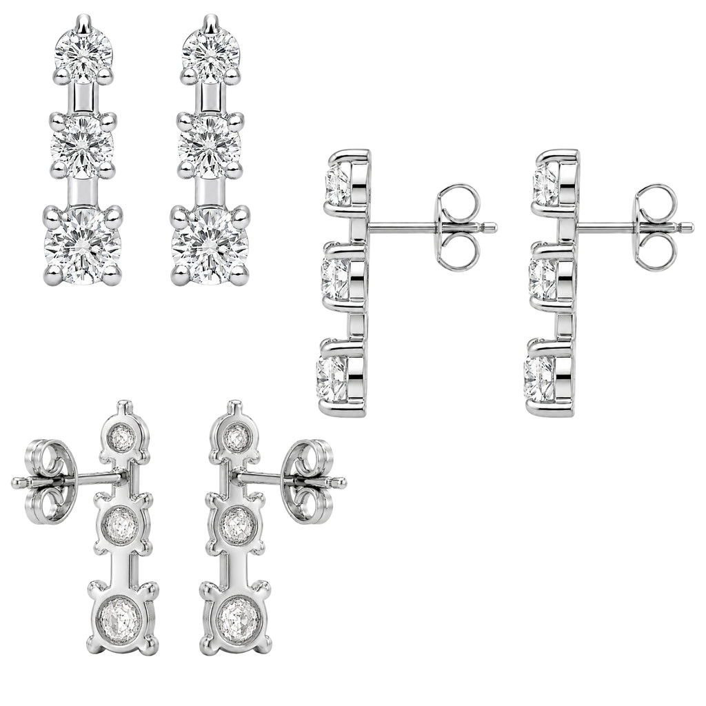 0.50 Carat T.W. Round-cut Lab Grown Diamond (F/VS+) 14K Gold Drop Earrings with Double Notch Post & Pushback