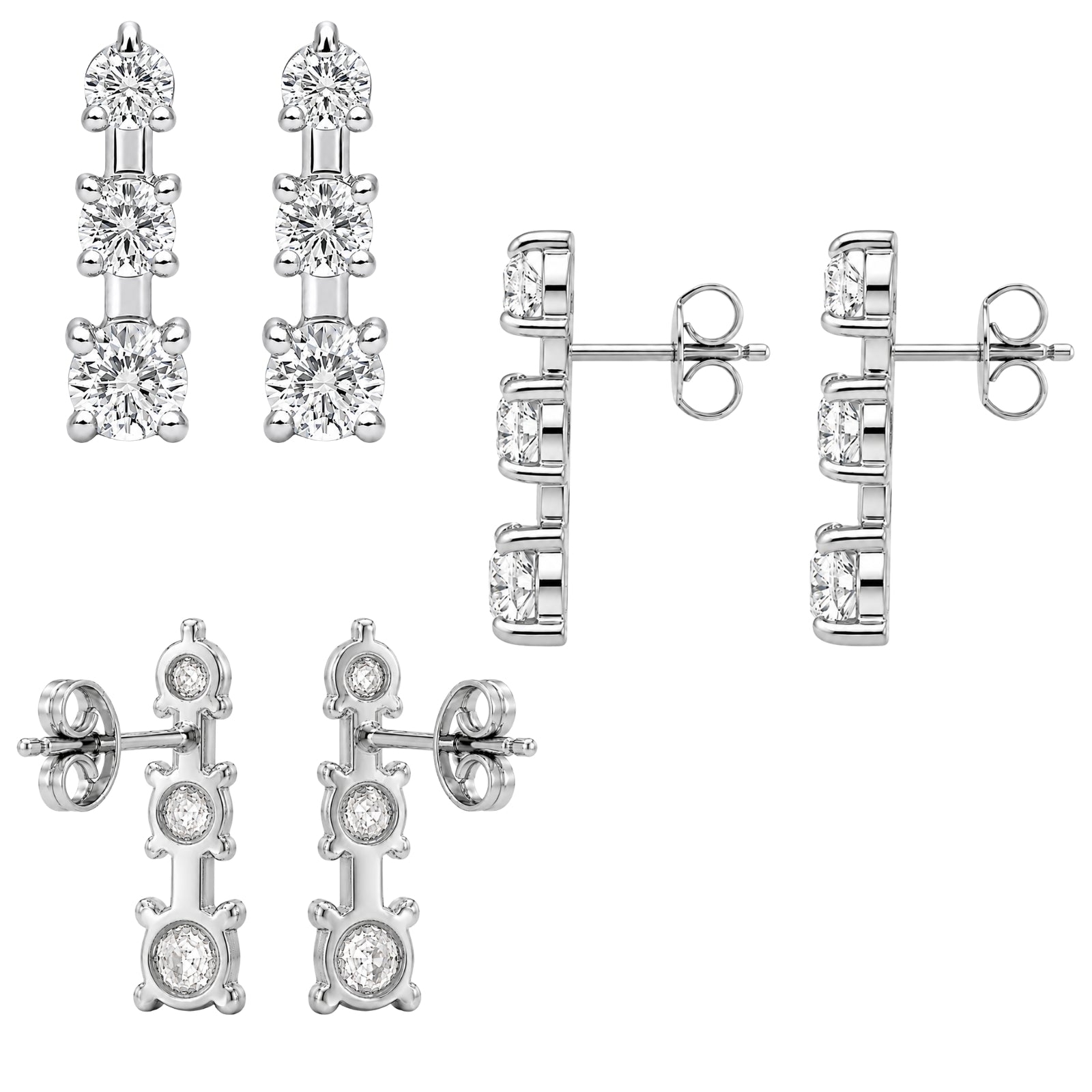 0.50 Carat T.W. Round-cut Lab Grown Diamond (F/VS+) 14K Gold Drop Earrings with Double Notch Post & Pushback