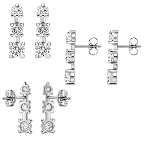 0.50 Carat T.W. Round-cut Lab Grown Diamond (F/VS+) 14K Gold Drop Earrings with Double Notch Post & Pushback