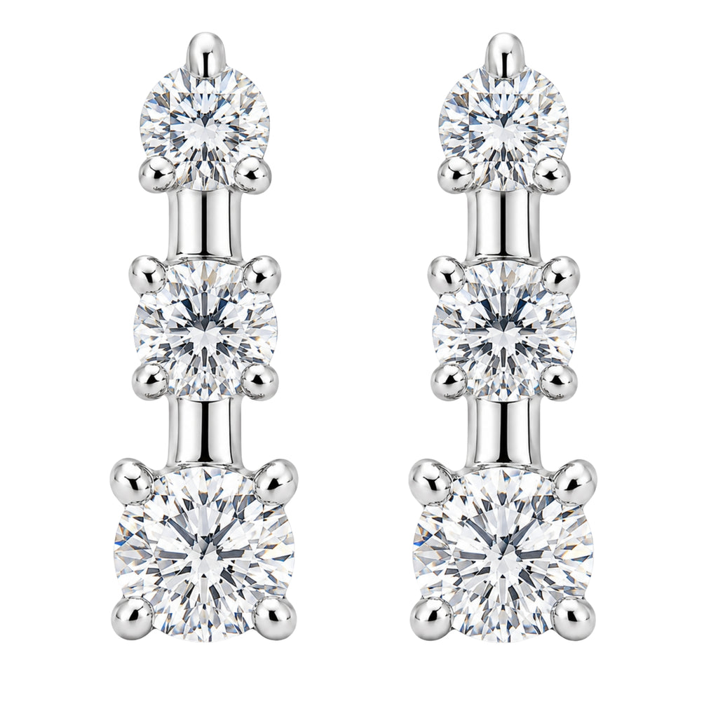 0.50 Carat T.W. Round-cut Lab Grown Diamond (F/VS+) 14K Gold Drop Earrings with Double Notch Post & Pushback