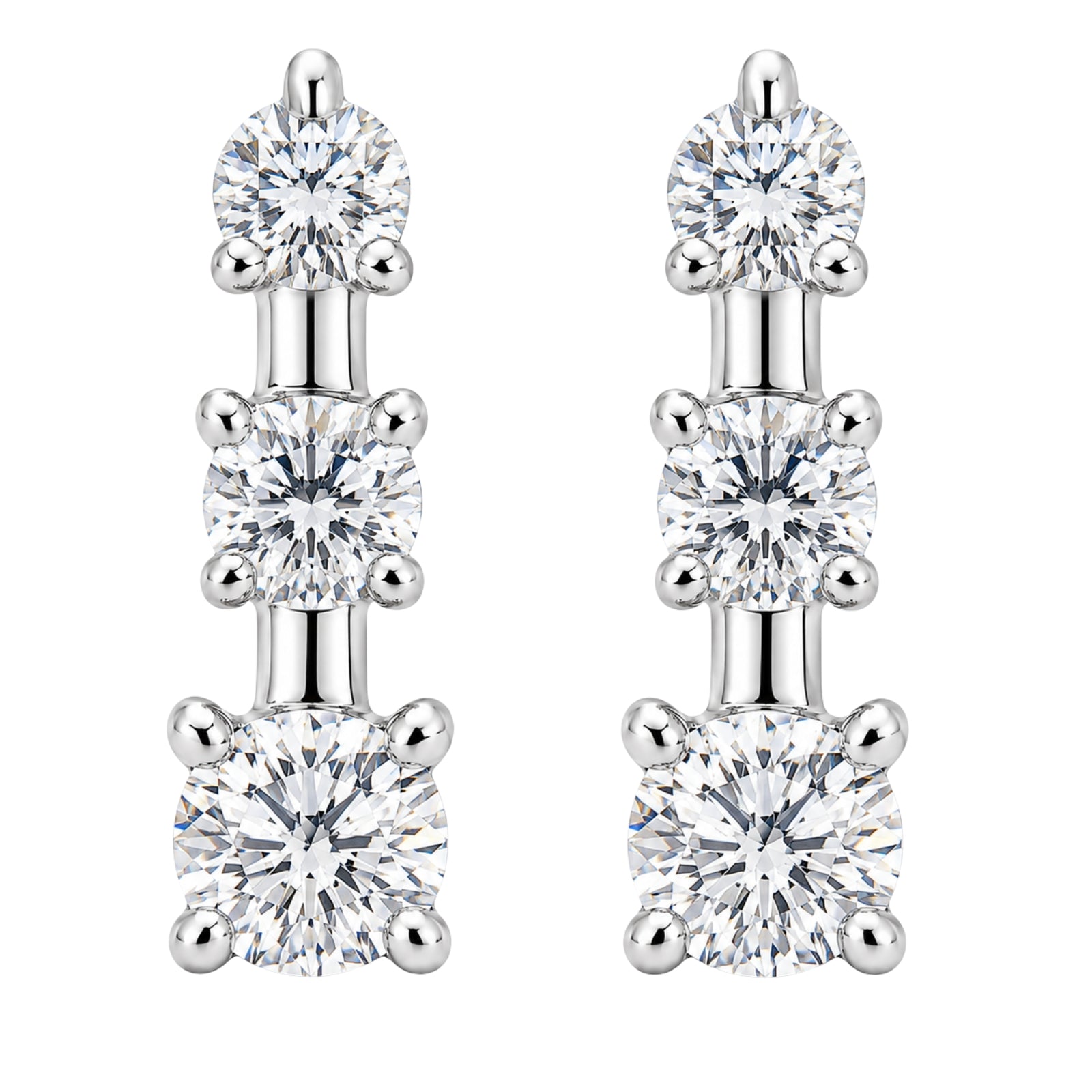 0.50 Carat T.W. Round-cut Lab Grown Diamond (F/VS+) 14K Gold Drop Earrings with Double Notch Post & Pushback