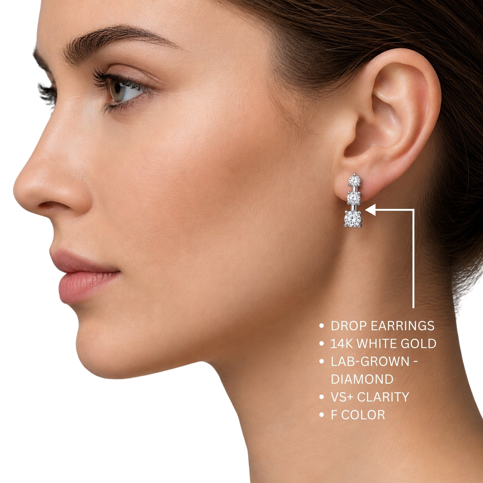0.50 Carat T.W. Round-cut Lab Grown Diamond (F/VS+) 14K Gold Drop Earrings with Double Notch Post & Pushback