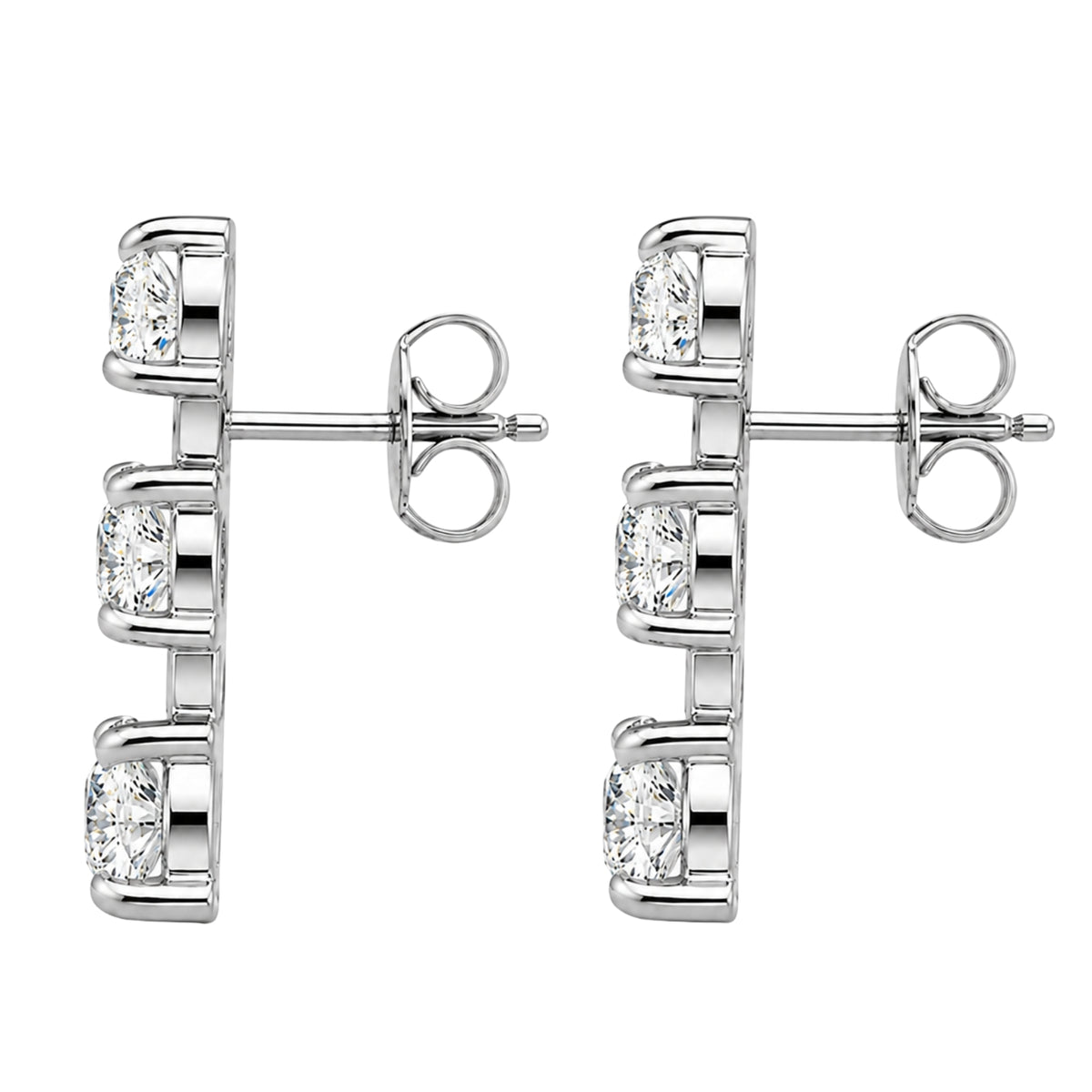 0.50 Carat T.W. Round-cut Lab Grown Diamond (F/VS+) 14K Gold Drop Earrings with Double Notch Post & Pushback