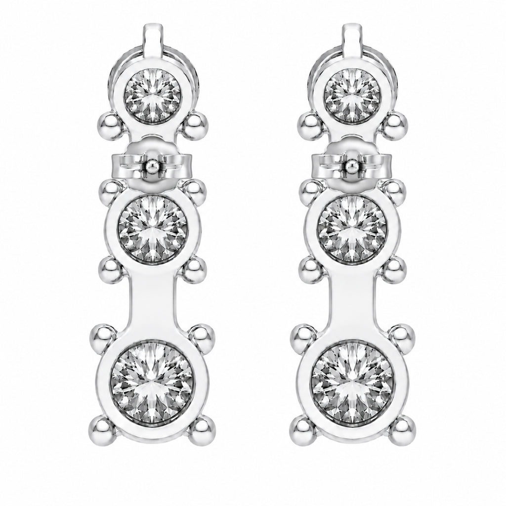 0.50 Carat T.W. Round-cut Lab Grown Diamond (F/VS+) 14K Gold Drop Earrings with Double Notch Post & Pushback