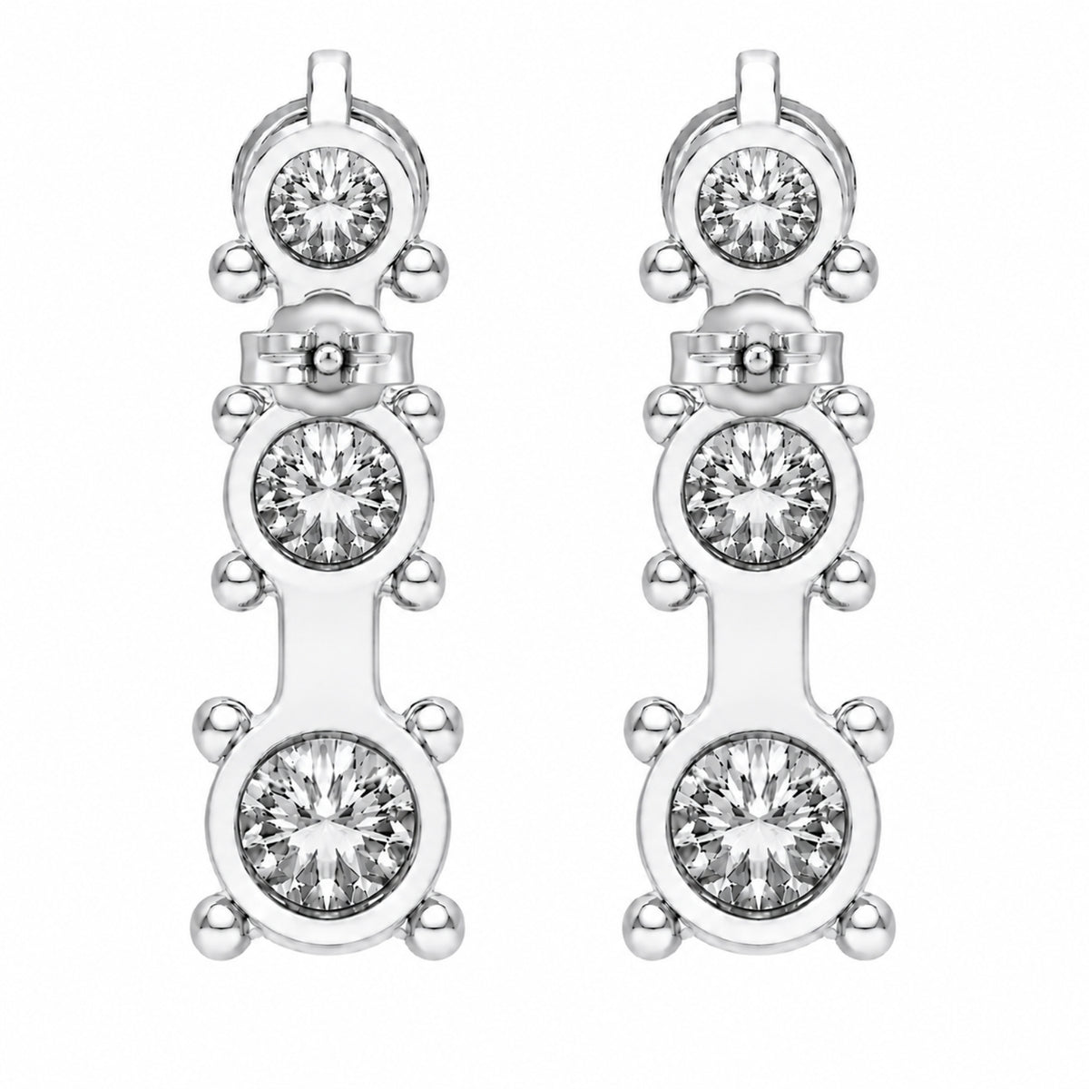 0.50 Carat T.W. Round-cut Lab Grown Diamond (F/VS+) 14K Gold Drop Earrings with Double Notch Post & Pushback