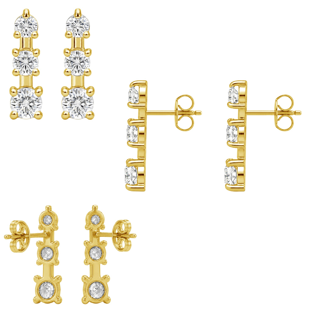 0.50 Carat T.W. Round-cut Lab Grown Diamond (F/VS+) 14K Gold Drop Earrings with Double Notch Post & Pushback
