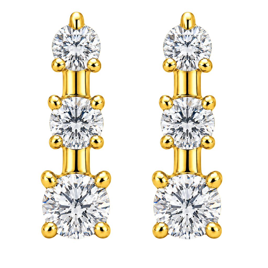 0.50 Carat T.W. Round-cut Lab Grown Diamond (F/VS+) 14K Gold Drop Earrings with Double Notch Post & Pushback