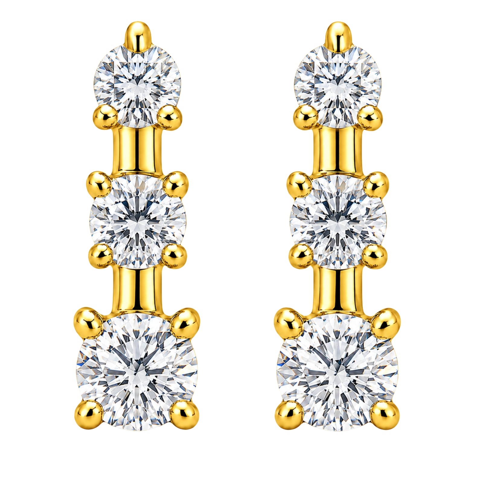 0.50 Carat T.W. Round-cut Lab Grown Diamond (F/VS+) 14K Gold Drop Earrings with Double Notch Post & Pushback