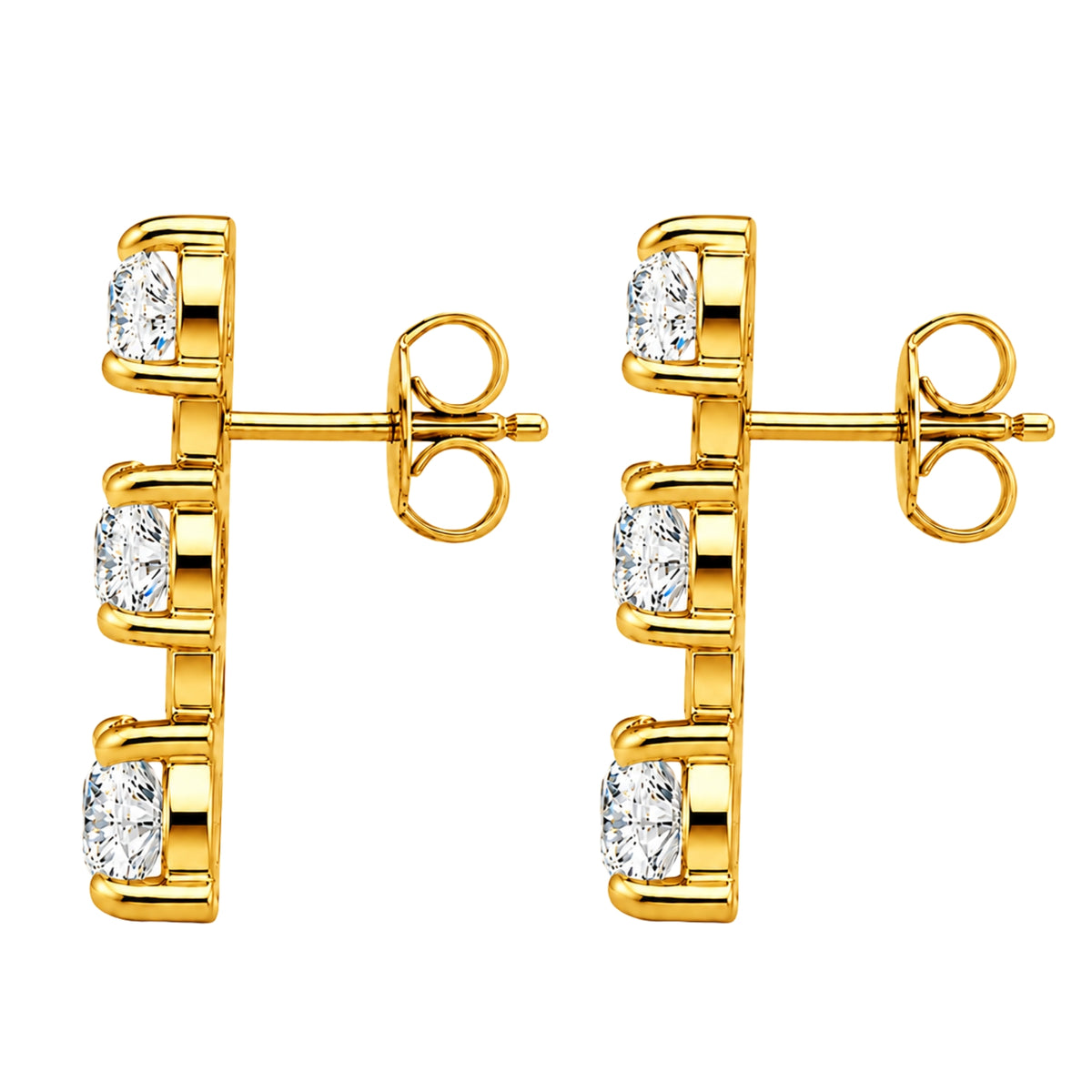 0.50 Carat T.W. Round-cut Lab Grown Diamond (F/VS+) 14K Gold Drop Earrings with Double Notch Post & Pushback