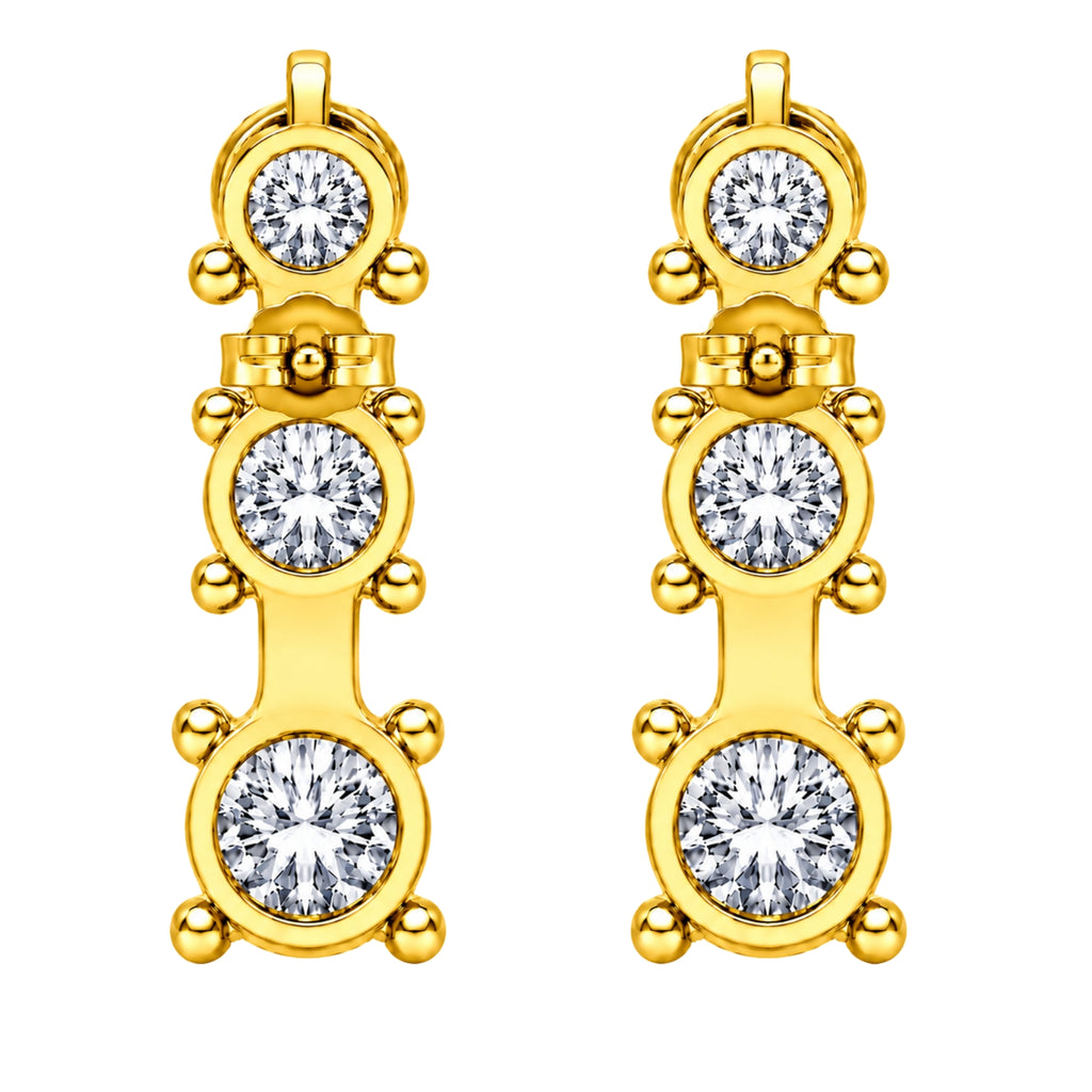 0.50 Carat T.W. Round-cut Lab Grown Diamond (F/VS+) 14K Gold Drop Earrings with Double Notch Post & Pushback