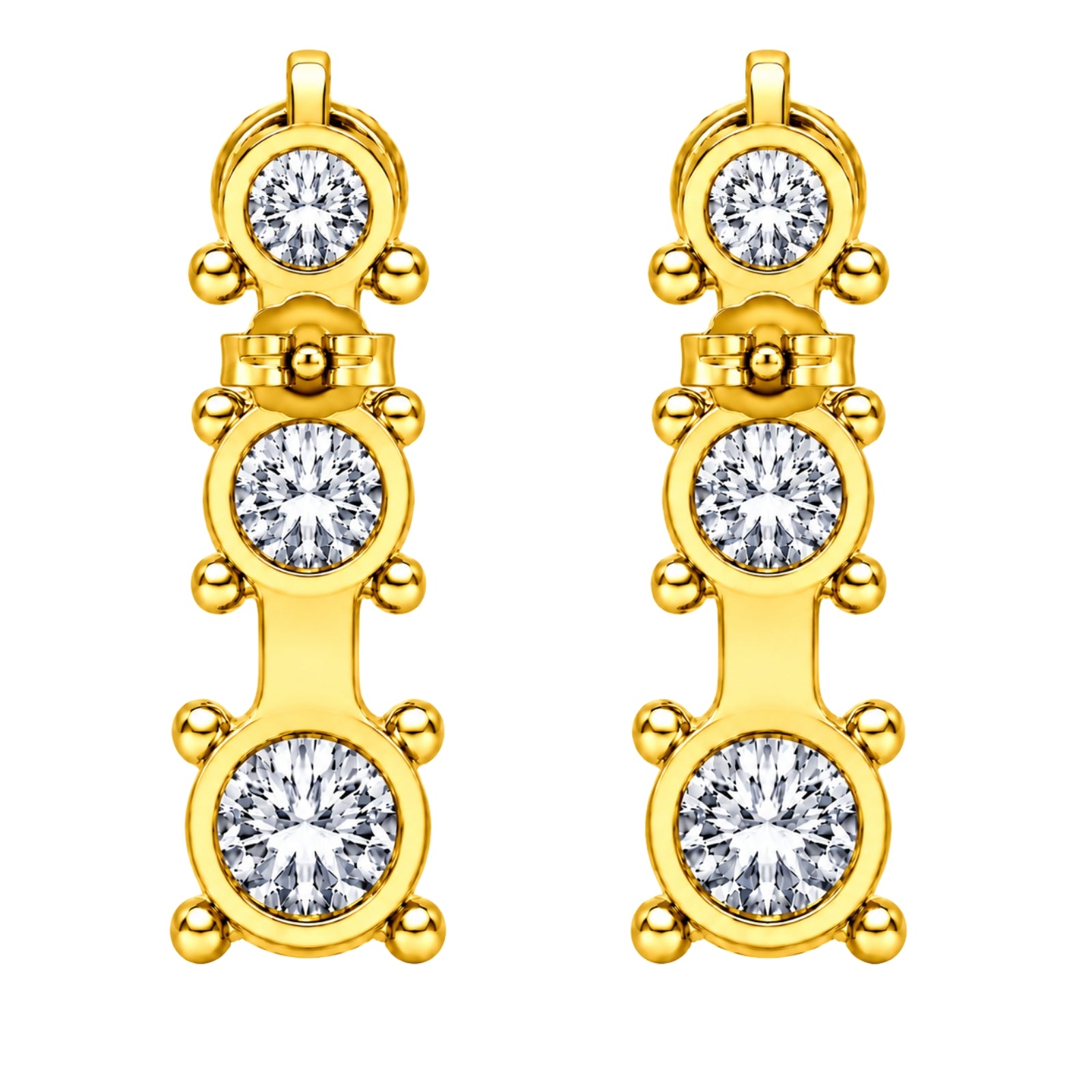 0.50 Carat T.W. Round-cut Lab Grown Diamond (F/VS+) 14K Gold Drop Earrings with Double Notch Post & Pushback