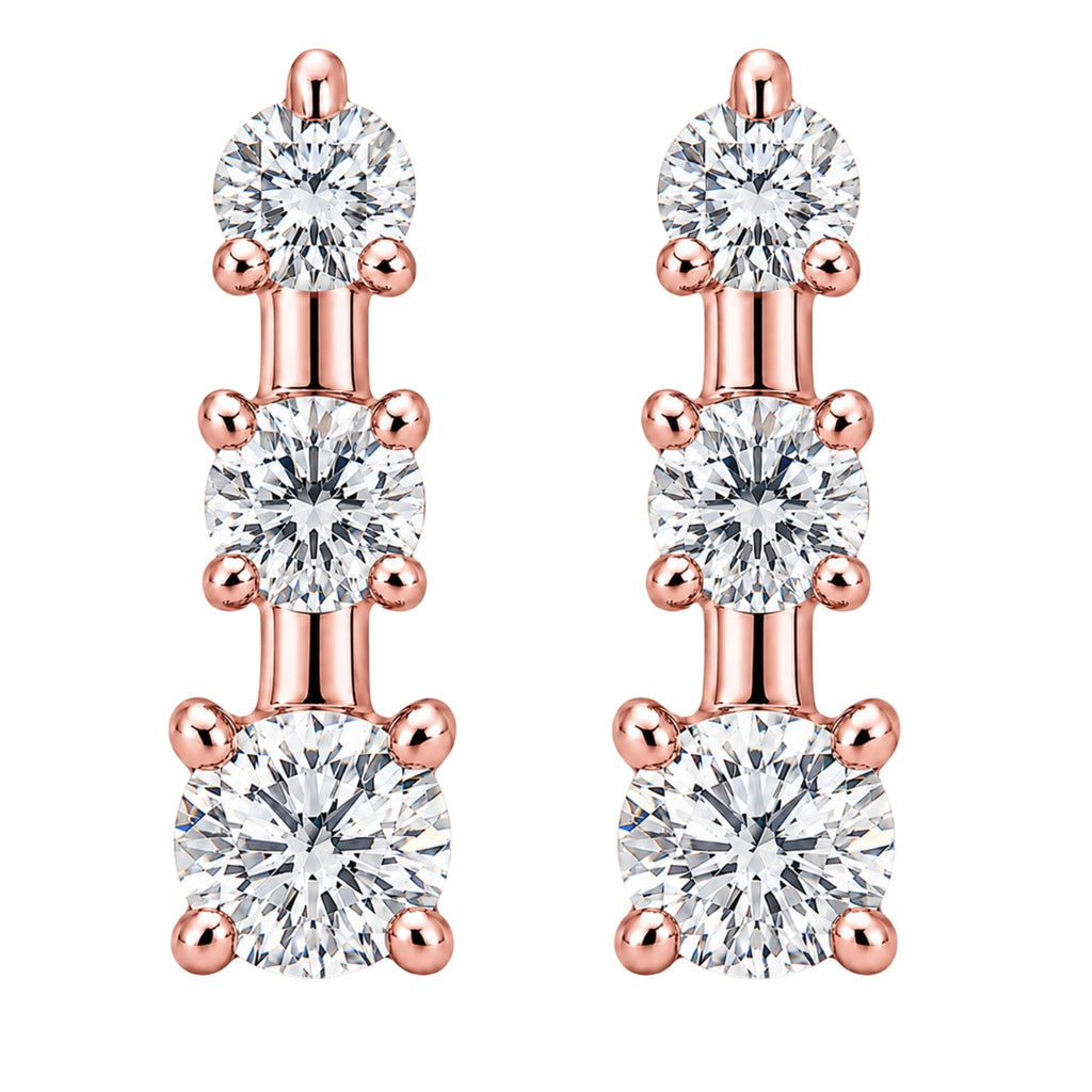 0.50 Carat T.W. Round-cut Lab Grown Diamond (F/VS+) 14K Gold Drop Earrings with Double Notch Post & Pushback