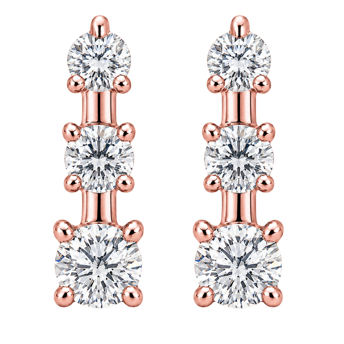 0.50 Carat T.W. Round-cut Lab Grown Diamond (F/VS+) 14K Gold Drop Earrings with Double Notch Post & Pushback