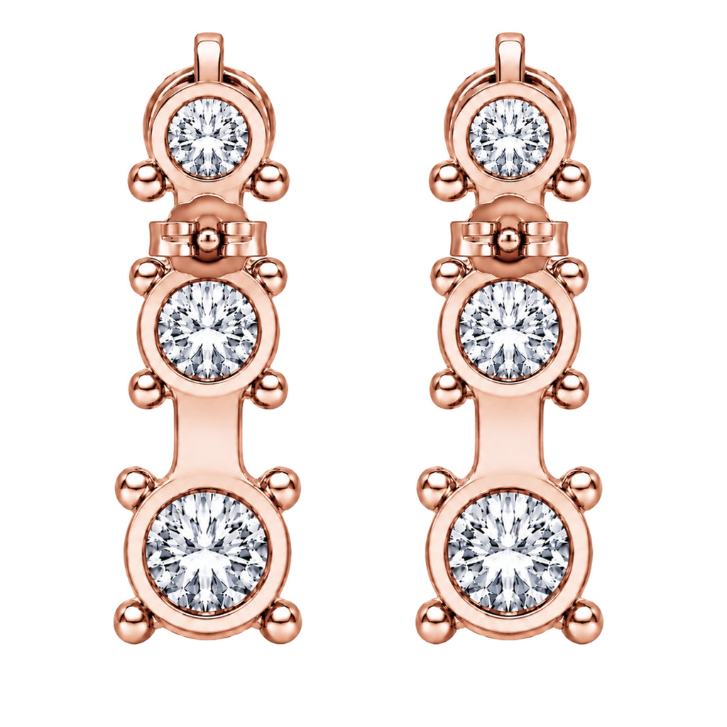 0.50 Carat T.W. Round-cut Lab Grown Diamond (F/VS+) 14K Gold Drop Earrings with Double Notch Post & Pushback