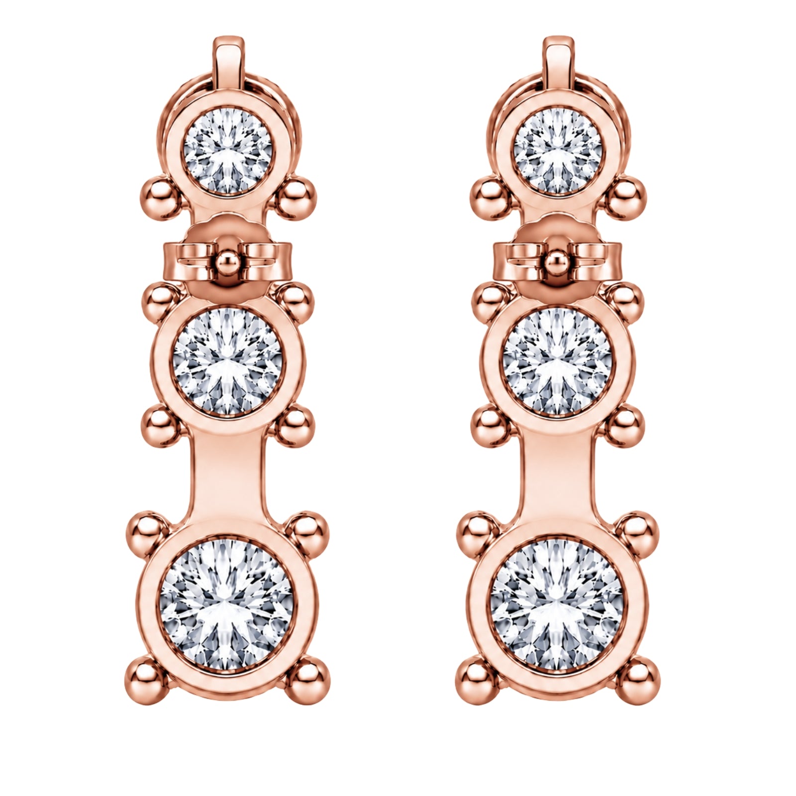 0.50 Carat T.W. Round-cut Lab Grown Diamond (F/VS+) 14K Gold Drop Earrings with Double Notch Post & Pushback