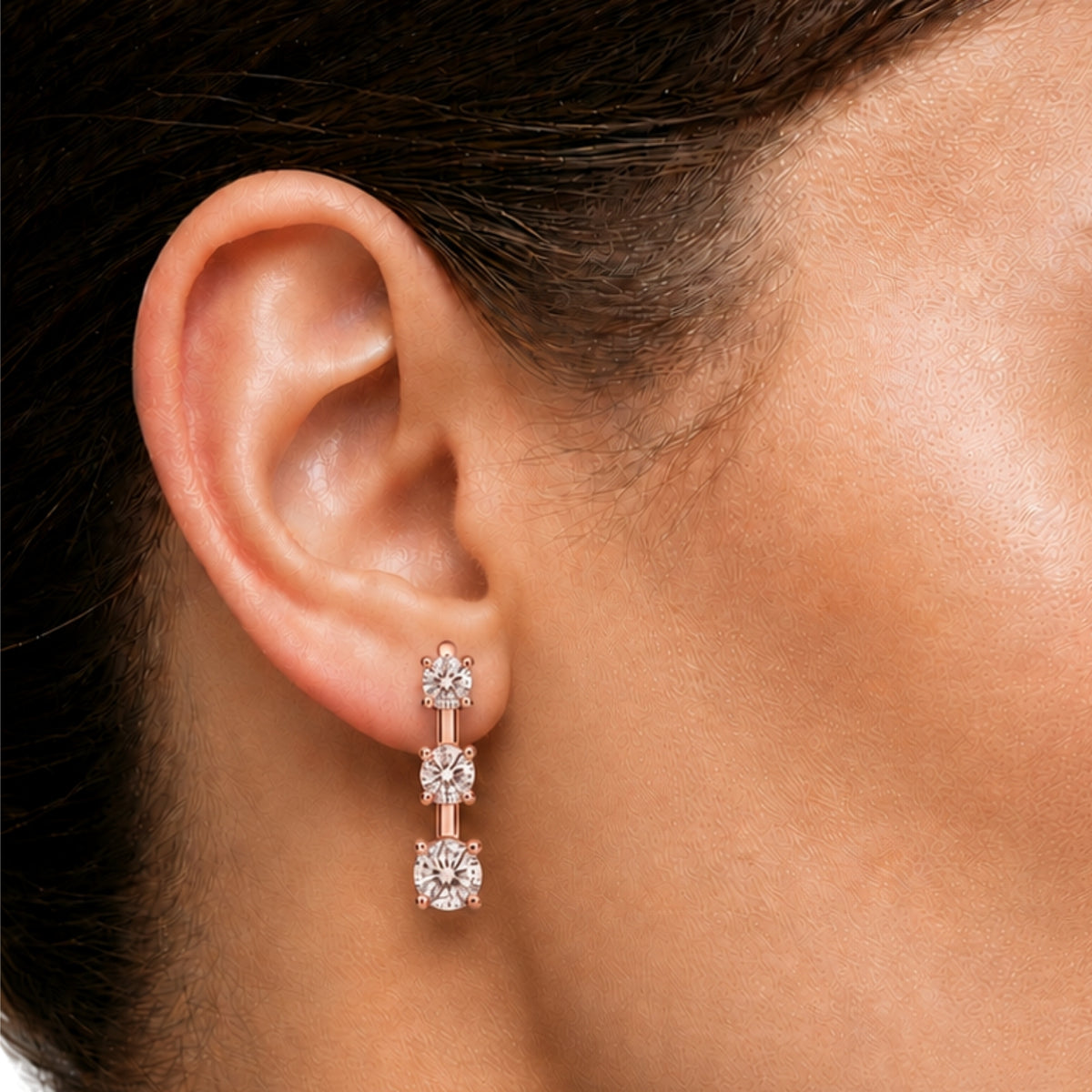 0.50 Carat T.W. Round-cut Lab Grown Diamond (F/VS+) 14K Gold Drop Earrings with Double Notch Post & Pushback