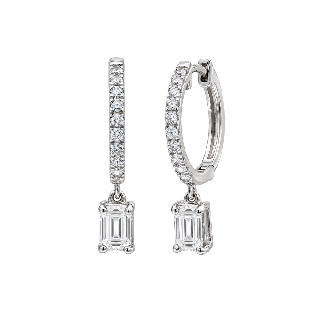 1-3 ctw Emerald With Round Hoop Earrings