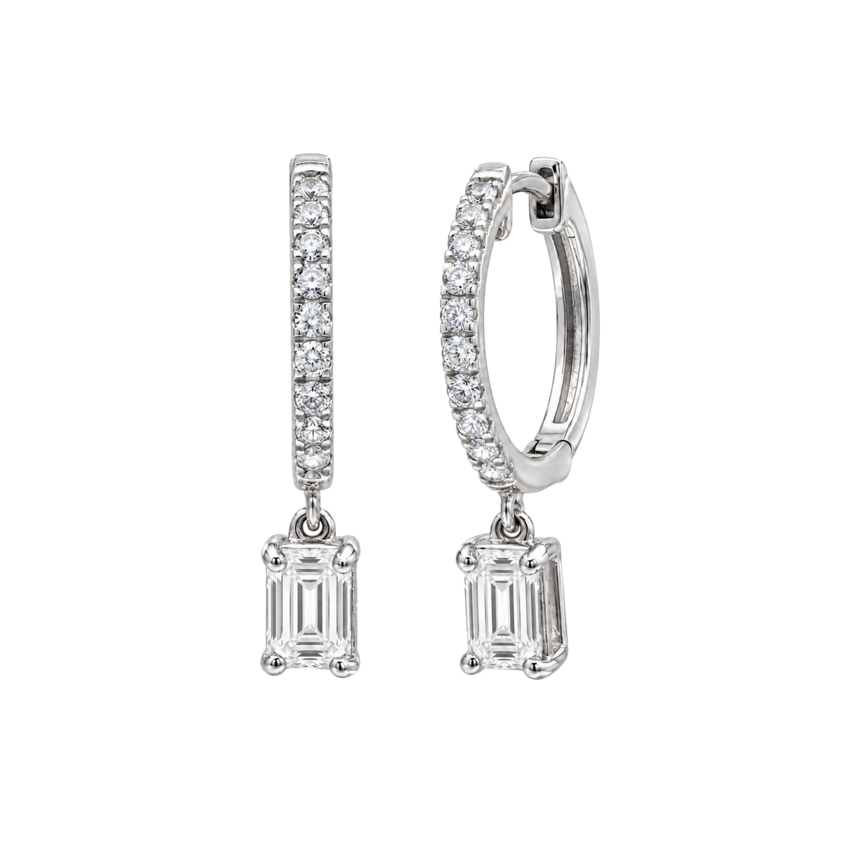 1-3 ctw Emerald With Round Hoop Earrings