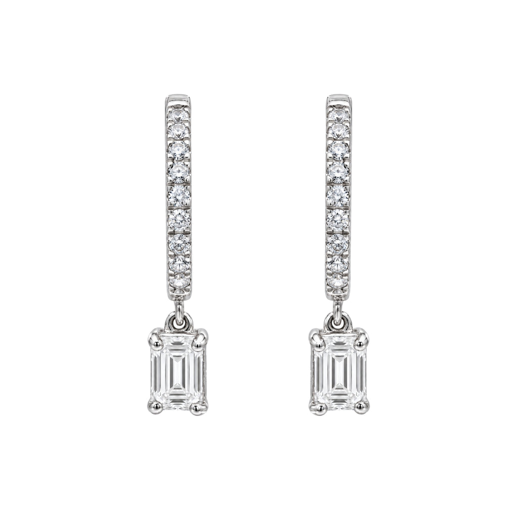 1-3 ctw Emerald With Round Hoop Earrings