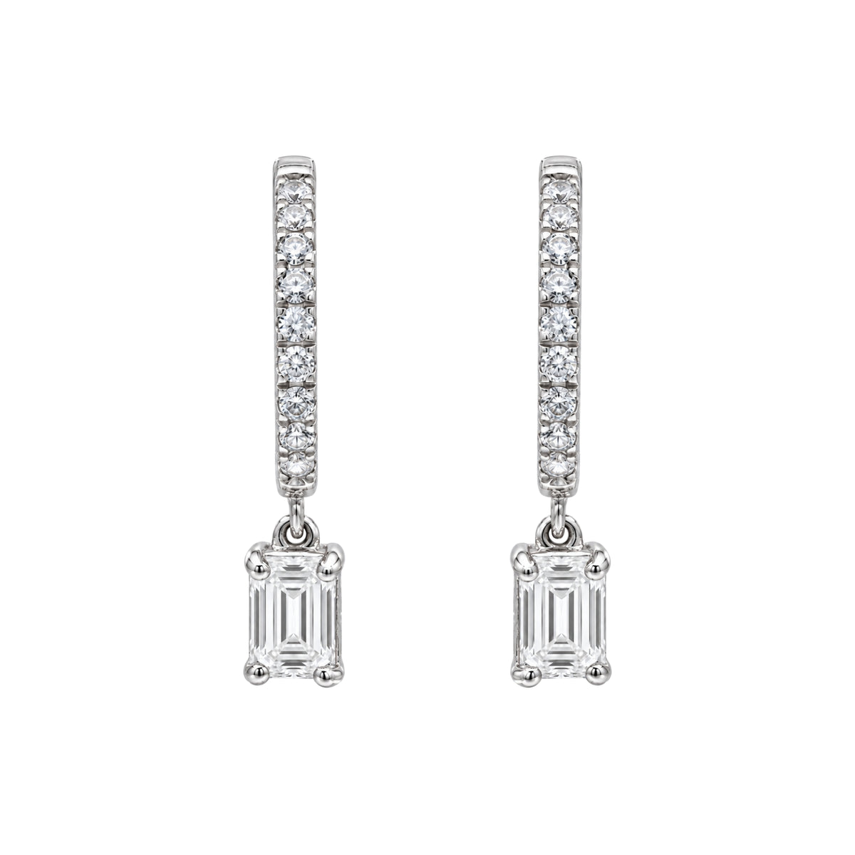 1-3 ctw Emerald With Round Hoop Earrings