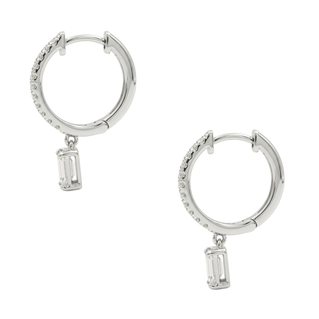 1-3 ctw Emerald With Round Hoop Earrings
