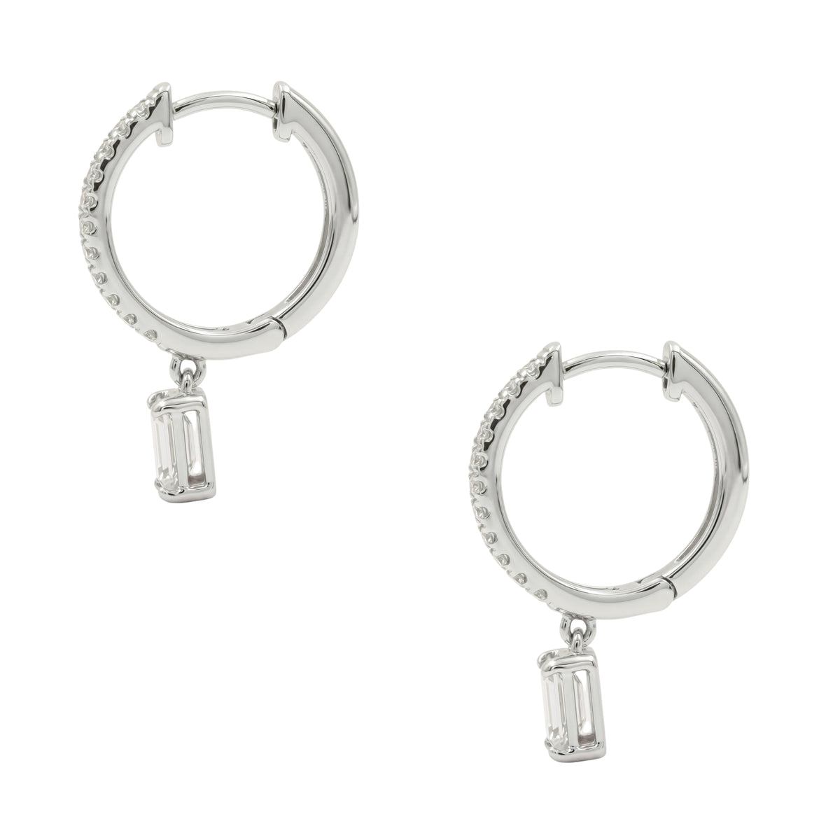 1-3 ctw Emerald With Round Hoop Earrings